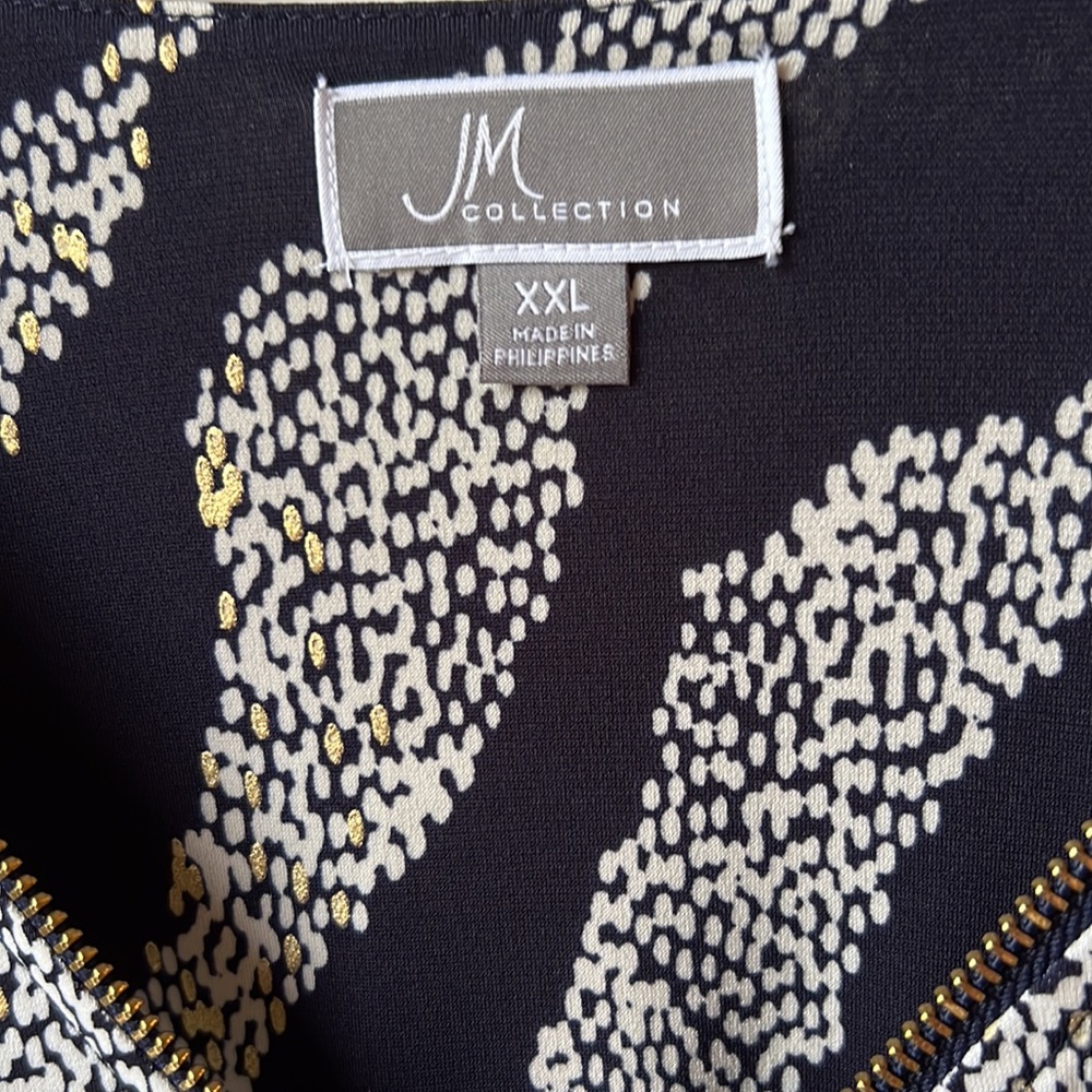 JM Collection | Zip Front Gold Speck Zebraesque Tunic - Picture 6 of 11